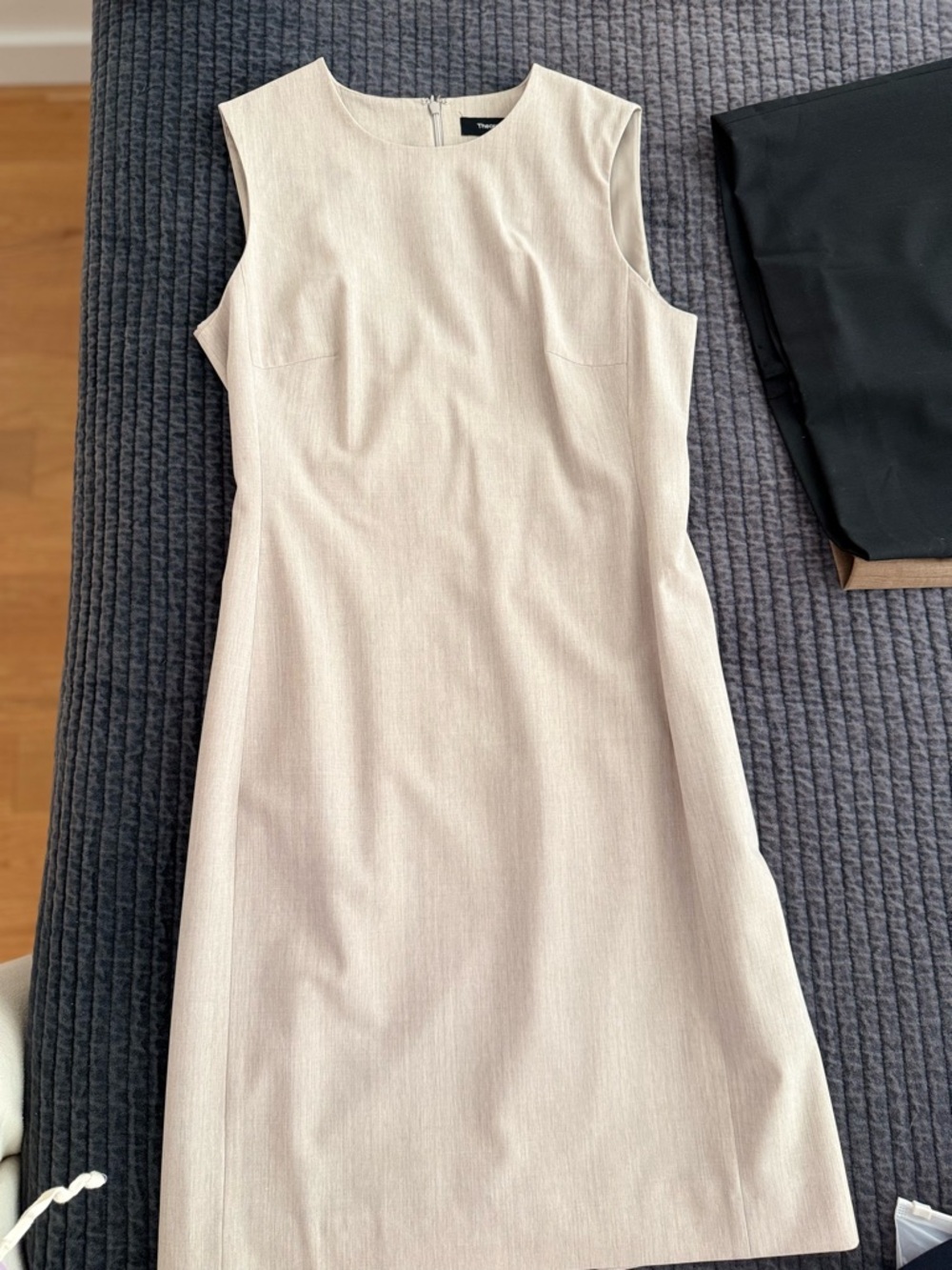 Theory Beige Sleeveless Midi Sheath Dress